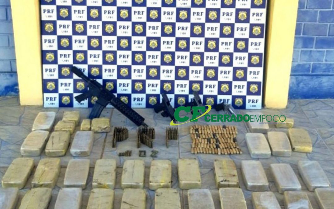 Ibotirama-BA: PRF apreende fuzil, pistolas, revólver e pasta base de cocaína na BR 242