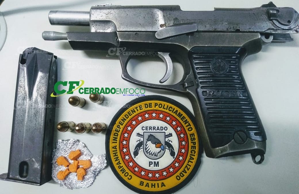 LEM: CIPE CERRADO prende em flagrante dois indivíduos a bordo de uma motocicleta, o condutor portava uma pistola calibre 9mm.
