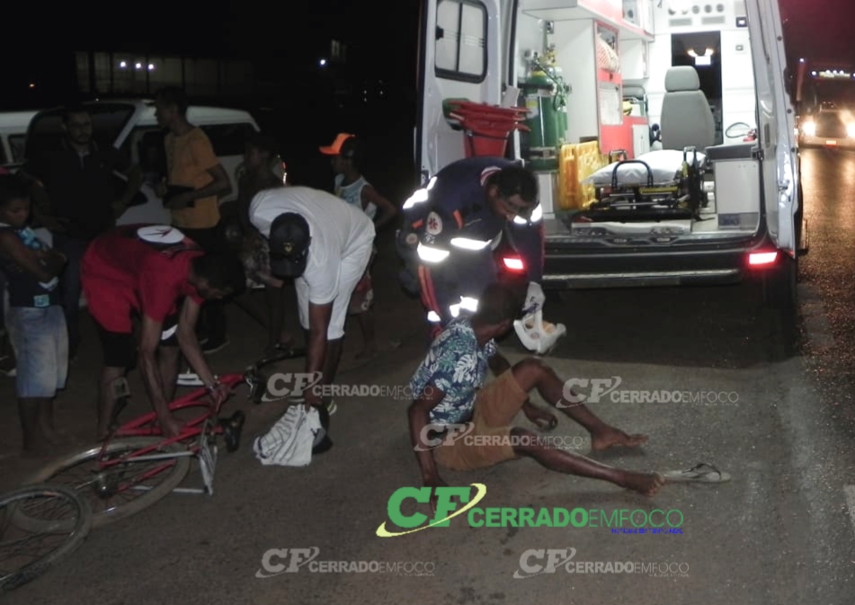 LEM: Ciclista fica ferido após colisão em motocicleta na BR 020, perímetro urbano.